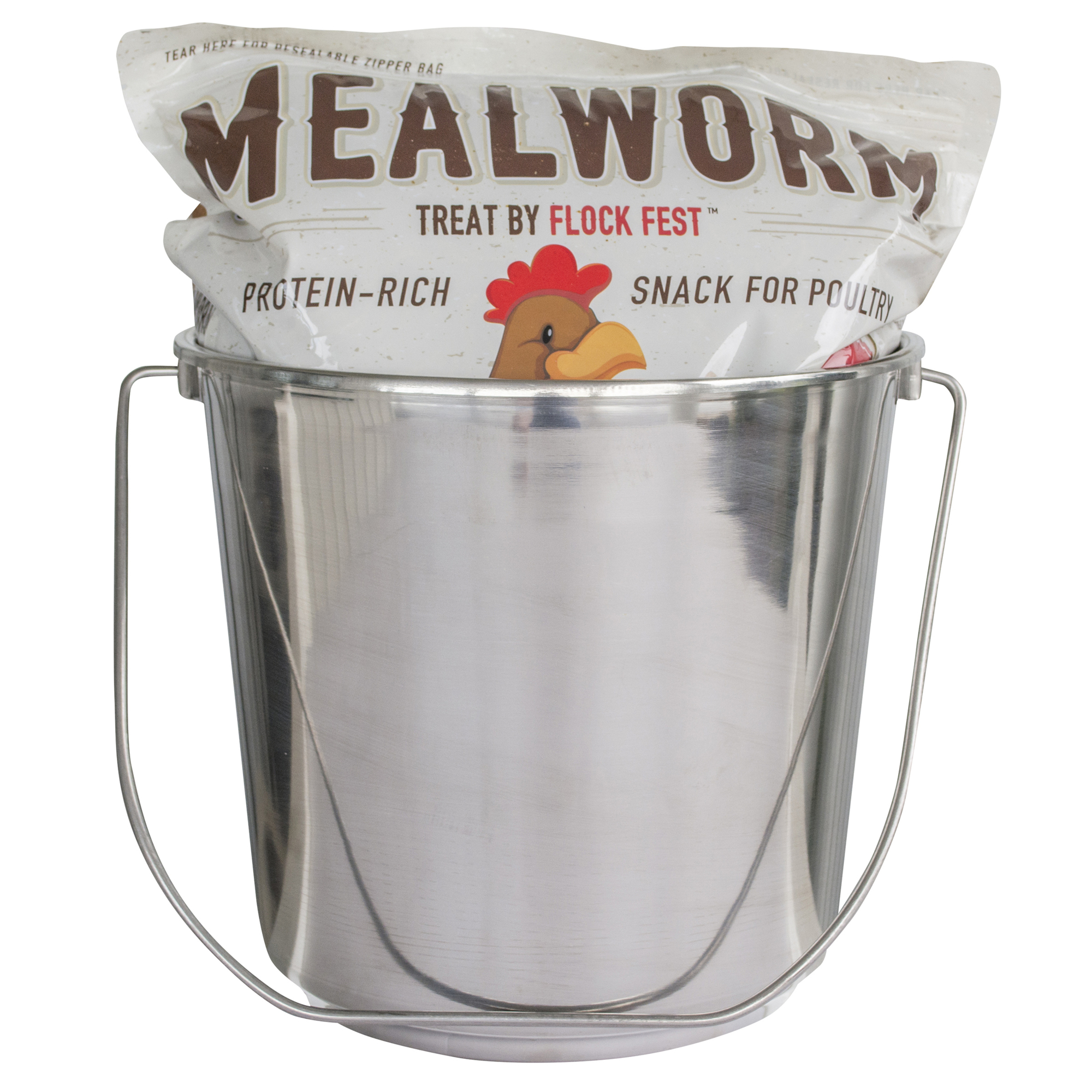 Buffalo Tools Flock Fest Dried Mealworm and Fly Larvae Kit — High-Protein Pet Treat, Mess-Free, Model# DMWBKIT